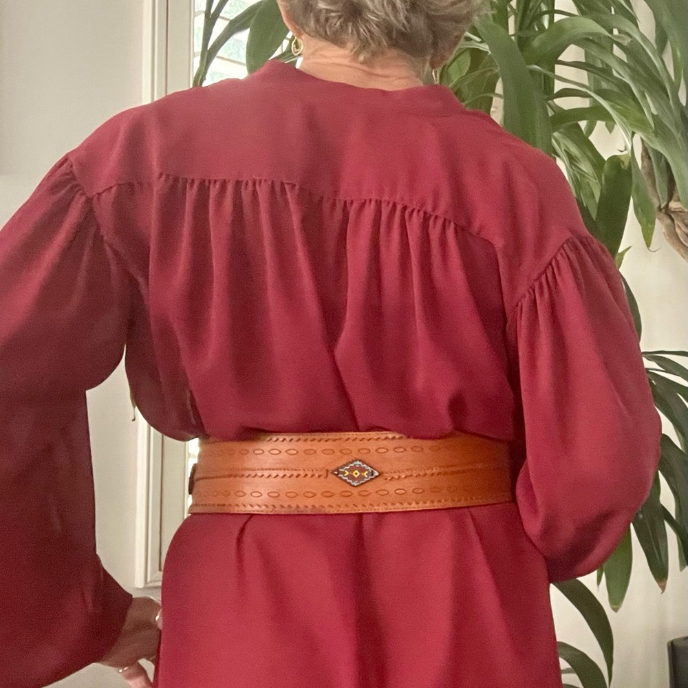 True Vintage Halston V maroon long blouse/dress